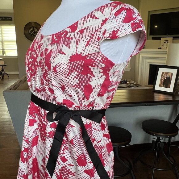 Motherhood Maternity Dress Size Small Pink White Midi Length Baby Shower Church - Picture 3 of 11